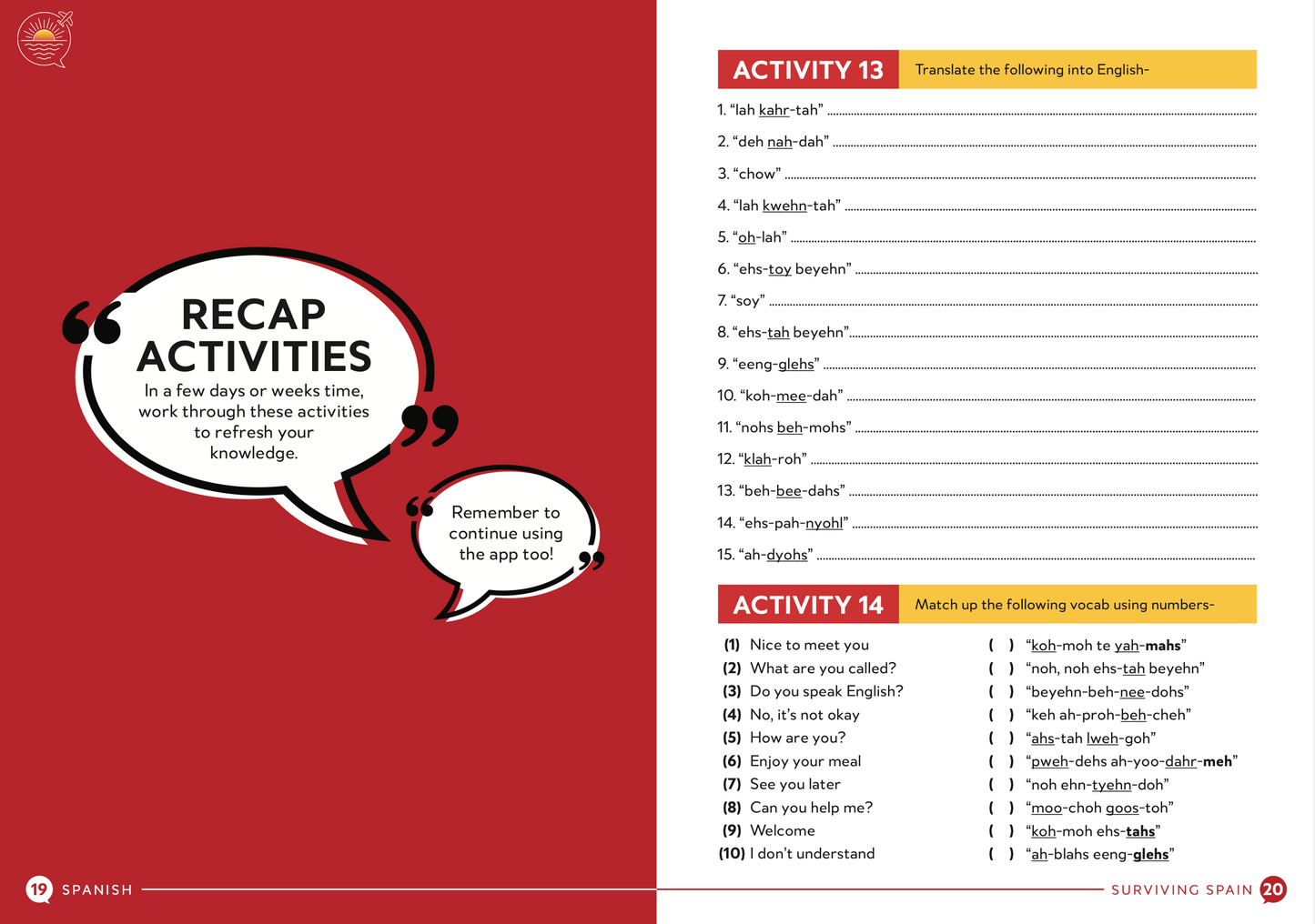 'Surviving Spain' activity booklet