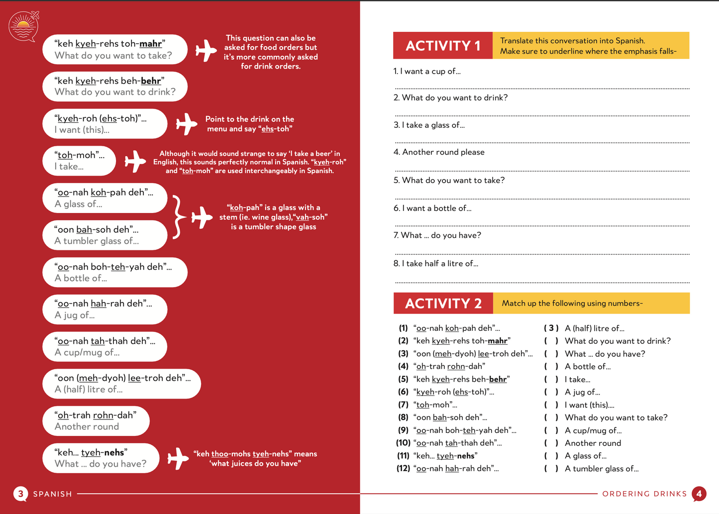 'Ordering drinks' activity booklet
