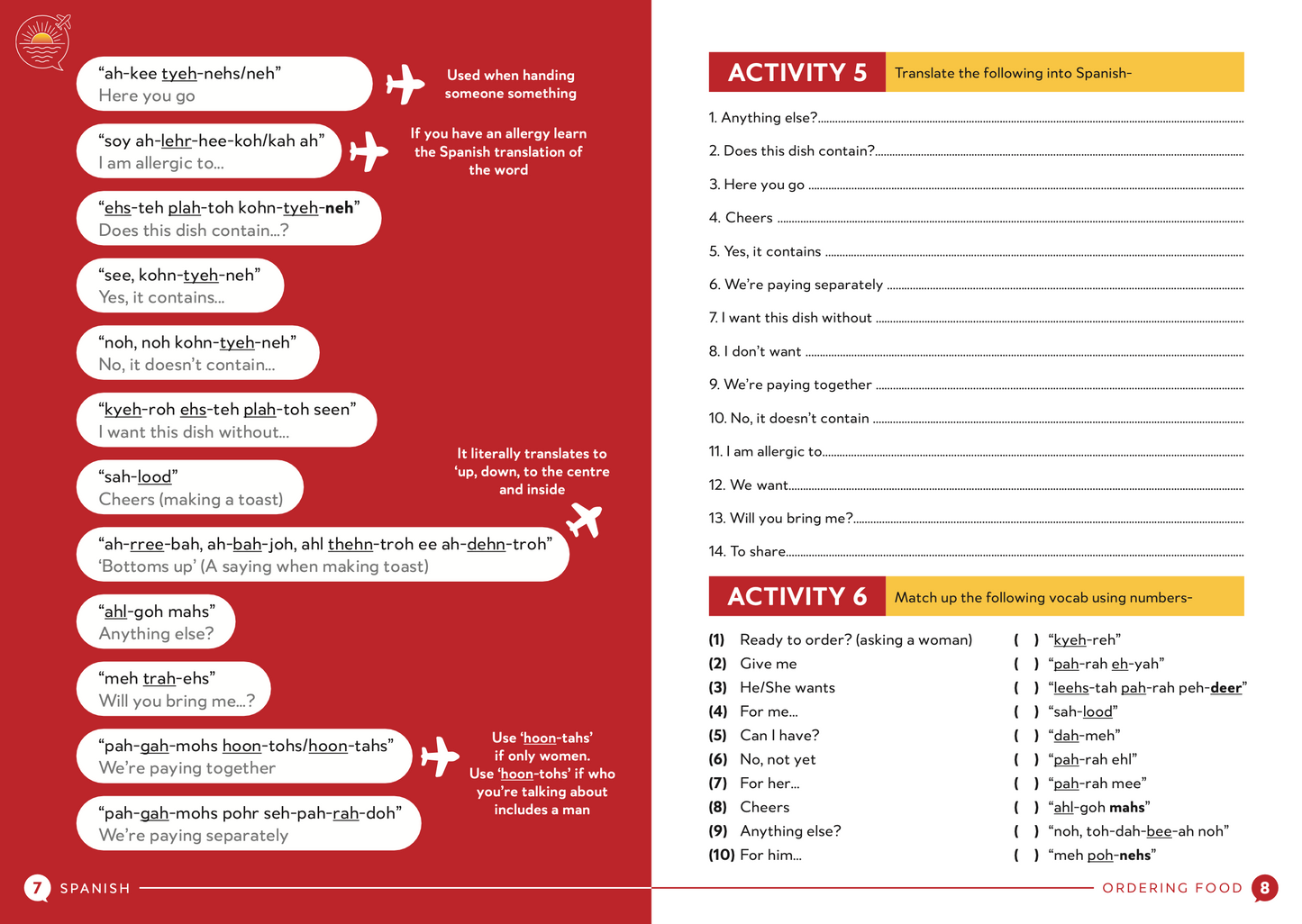 'Cafes and restaurants' activity booklet