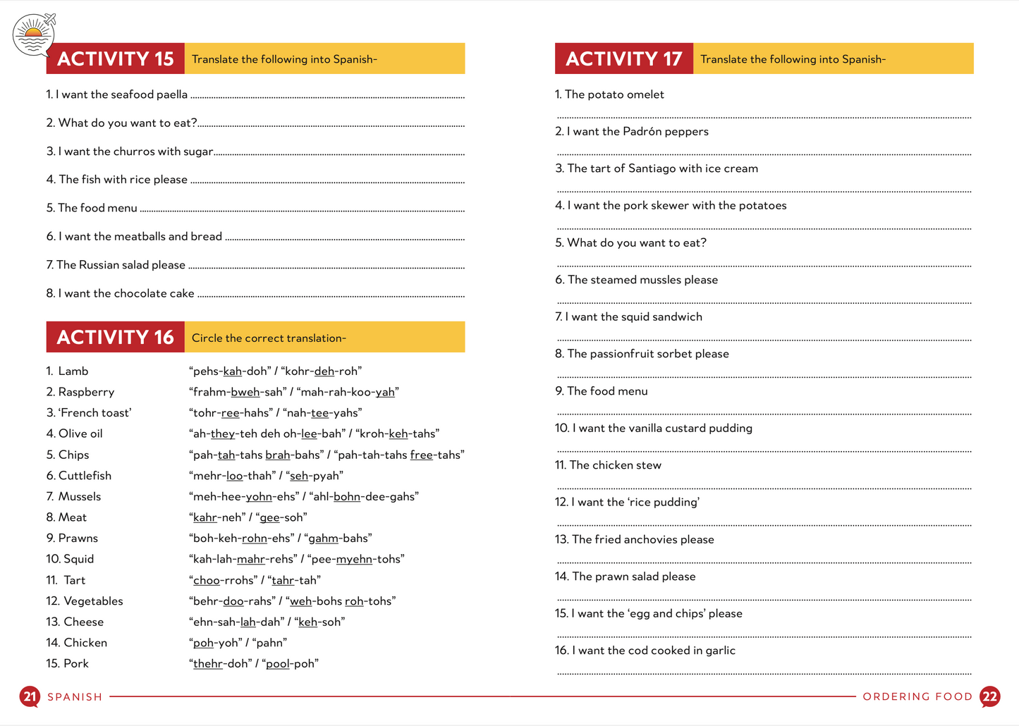 'Ordering food' activity booklet